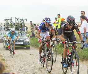 Image showing The Peloton on a Cobblestone Road - Tour de France 2015