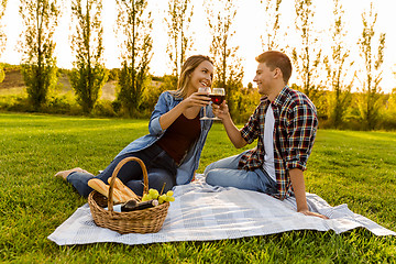 Image showing Enjoying the day with a  picnic