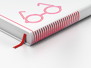 Image showing Science concept: closed book, Glasses on white background