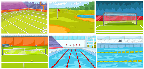 Image showing Cartoon set of backgrounds - sport infrastructure