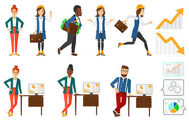 Image showing Vector set of illustrations with business people.