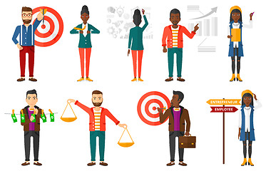 Image showing Vector set of illustrations with business people.