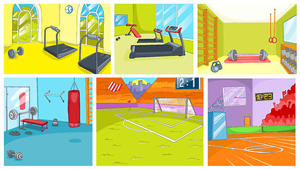 Image showing Cartoon set of backgrounds - sport infrastructure