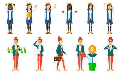 Image showing Vector set of illustrations with business people.