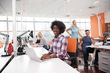 Image showing African American informal business woman working in the office