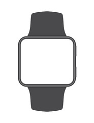 Image showing Black square-faced smartwatch with blank screen on white backgro