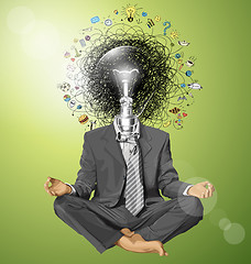 Image showing Vector Businessman in Lotus Pose Meditating