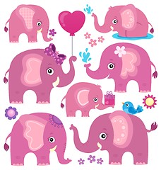 Image showing Stylized elephants theme set 3