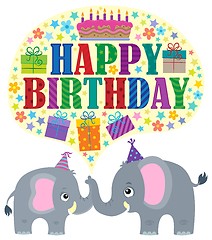 Image showing Happy birthday theme with elephants 1