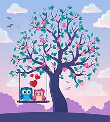 Image showing Tree with Valentine owls theme 2