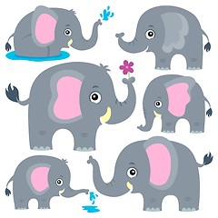 Image showing Stylized elephants theme set 1