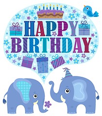 Image showing Happy birthday theme with elephants 2