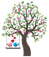 Image showing Tree with Valentine birds theme 1