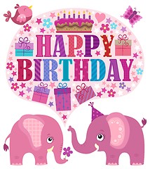 Image showing Happy birthday theme with elephants 3