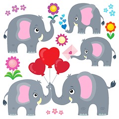 Image showing Stylized elephants theme set 4