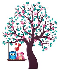 Image showing Tree with Valentine owls theme 1