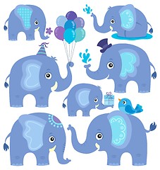 Image showing Stylized elephants theme set 2