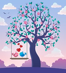 Image showing Tree with Valentine birds theme 2