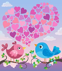 Image showing Valentine birds with heart shape theme 2