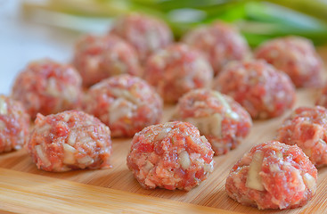 Image showing Raw Uncooked Meatballs