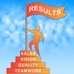 Image showing Results Flag Shows Goal Progress And Achievement