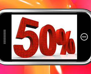 Image showing 50 On Smartphone Showing Special Offers And Promotions