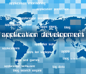 Image showing Application Development Means Enlargement Word And Programs