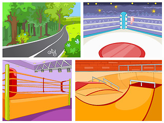 Image showing Cartoon set of backgrounds - sport infrastructure