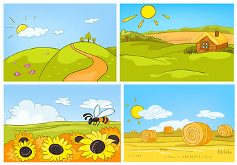 Image showing Vector cartoon set of summer backgrounds.