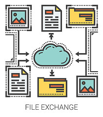 Image showing File exchange line infographic.