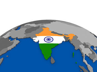 Image showing India on 3D globe