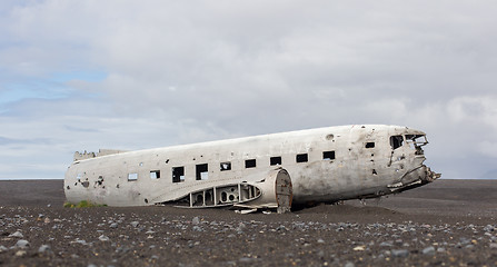 Image showing The abandoned wreck of a US military plane on Southern Iceland