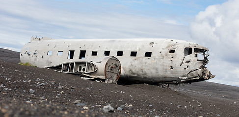 Image showing The abandoned wreck of a US military plane on Southern Iceland