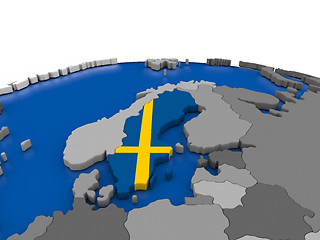 Image showing Sweden on 3D globe