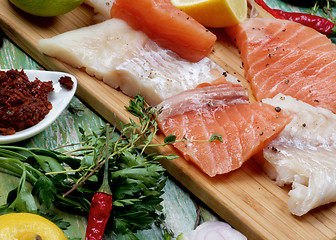 Image showing Raw Fish and Spices