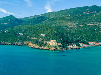 Image showing Aerial View Ocean Coastal Landscape of Nature Park Arrabida