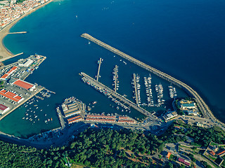 Image showing Aerial View of Sesimbra Town and Port
