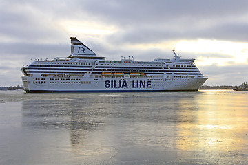 Image showing Silja Symphony Arrives at Icy South Harbour, Helsinki
