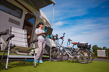 Image showing Family vacation travel, holiday trip in motorhome