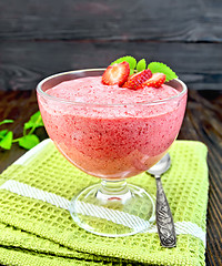 Image showing Jelly air strawberry in bowl on board