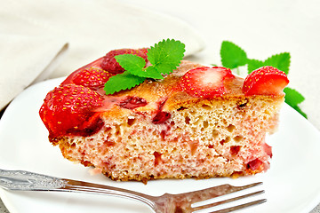 Image showing Pie strawberry with jelly on light board