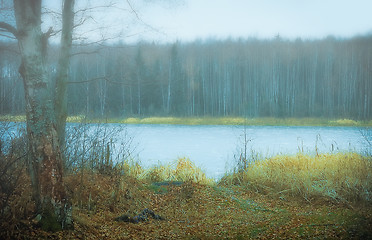 Image showing Autumn Landscape With A Frozen River