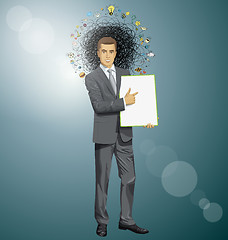 Image showing Vector businessman holding empty write board