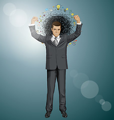 Image showing Vector Businessman With Hands Up