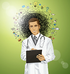 Image showing Vector Doctor Man With Clipboard