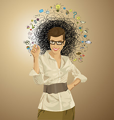 Image showing Vector Hipster Business Woman Writing Something