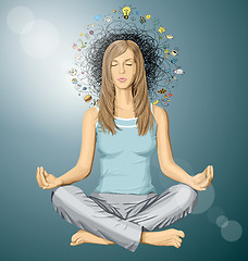 Image showing Vector Woman Meditation in Lotus Pose