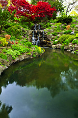 Image showing Cascading waterfall and pond