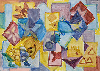 Image showing Cubist underwater world painting