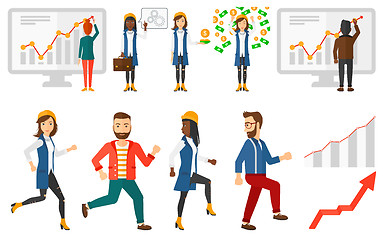 Image showing Vector set of illustrations with business people.